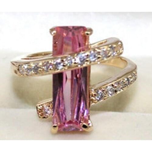 GOOD SHIPPING>>>@@ Wholesale cheap New Fashion Pink crystal Jewelry ring size: 7-9 / GOOD A