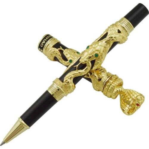 Jinhao Snake Vintage Rollerball Pen Golden Cobra 3D Pattern Texture Relief Sculpture Technology Noble Collection Gift Pen