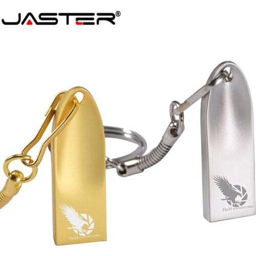 JASTER USB 2.0 metal pen drive silver gold USB flash drive 4GB 16GB 32GB 64GB 128GB Pendrive portable memory stick custom LOGO