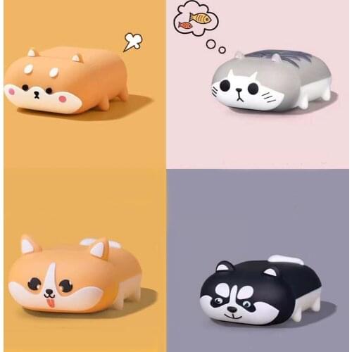 For Airpods Pro 3D Cute Shiba Inu Corgi Husky Dog Soft Case for Apple Airpods 1 2 3 Lying Down Puppy Cat Wireless Earphone Cover