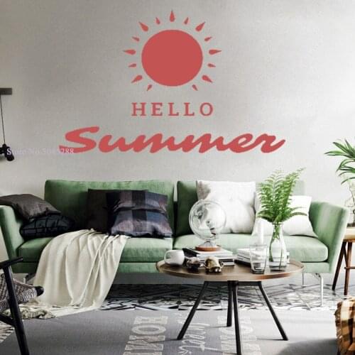 Hello Summer Wall Stickers for Living Room Sunshine Home Decoration Support Color Customization Environmental Protection Z167