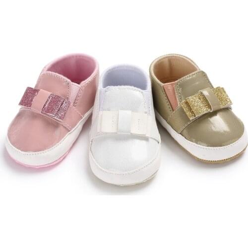 New PU Baby Girls Baby Shoes Cute Newborn First Walker Shoes Infant Princess Soft Sole Bottom Anti-slip Shoes