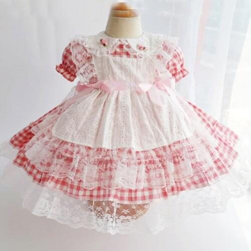 2021 summer new childrens dress girl Lolita fashion Plaid princess skirt Lolita apron dress girl dress