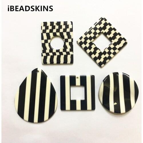 New arrival! (Choose design) 50pcs/lot acetic acid white with black geometric-shape charm for earring/Jewelry DIY(As shown)