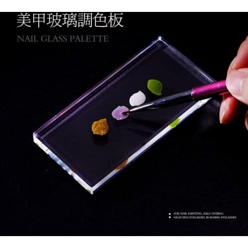 Nail Art Palette Glass Display Nail Art Practice Tools Eyelash Glue Nail Painting Smudge Transparent Palette