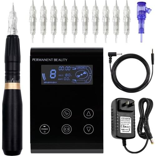 Permanent Makeup Tattoo Machine Microblading Kits Black Touch Screen Tattoo Power Supply PMU Machine Eyebrows Eyeliner Lips