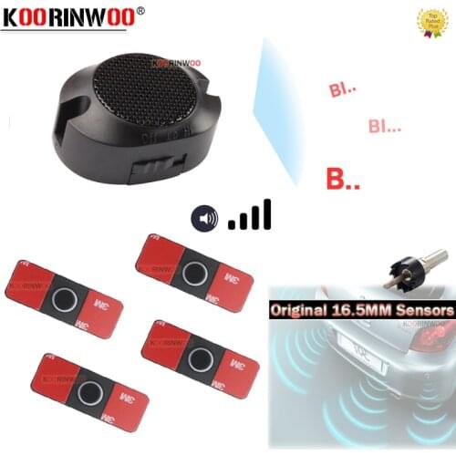 Koorinwoo Parkmaster 13mm Flat Car Parking Sensors 4 Rear Bumper Probe Car Accessories Black/White/Grey Step Alert Beeper Radars