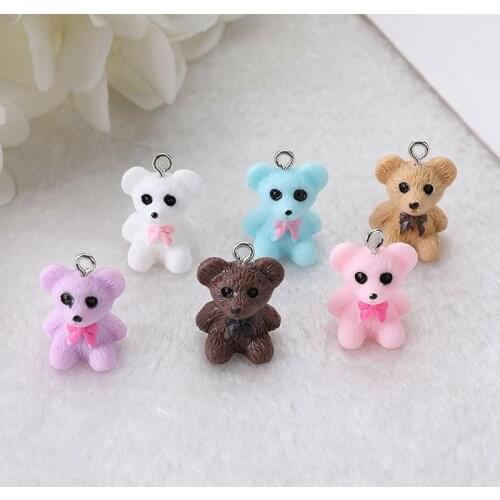 6 Pcs/Lot 16*20 MM Resin Bear Earring Pendant Charms Diy Jewelry Making Crafts Fashion Necklace Keychain Accessories
