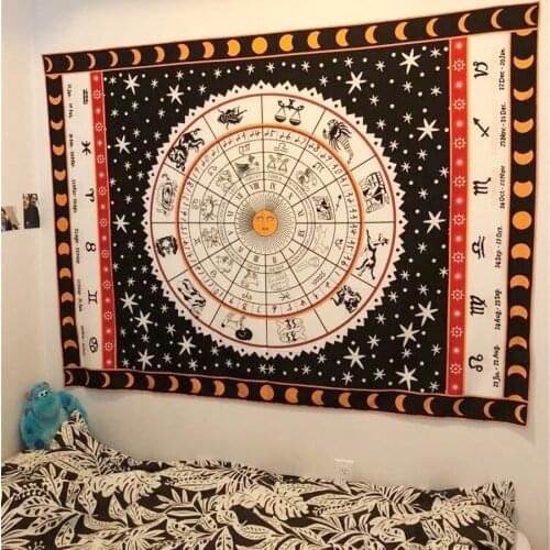 Celestial Tapestry Wall Hanging Astrology Mandala Carpet Constellation Moon Hippie Boho Decor Indian Wall Blanket Mattress Yoga