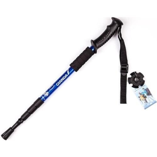 Hiking Camping Walking Trekking Trail Poles Stick 4-section Adjustable Bastones Canes Walking Cane Rubber senderismo Carbono