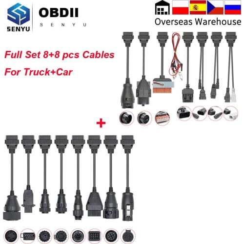 Full Set 8 Cables for Truck Car For Scania For BMW Automotivo For Benz For Volvo For IVECO OBD OBD2 Car Diagnostic Auto Tool