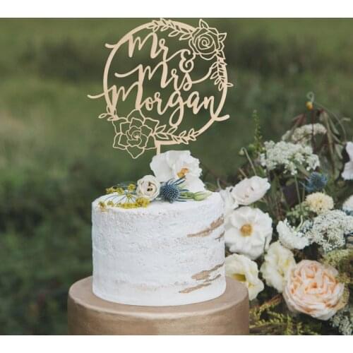 Rustic wedding cake topper, Floral cake topper, Custom Mr and Mrs cake topper,Floral wedding cake topper, Boho floral hoop