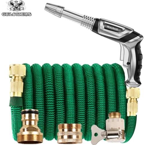 Telescopic hose magic rubber hose high pressure car wash hose with gun outdoor gardening supplies after expansion 75ft-300ft