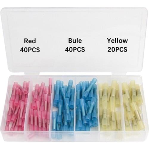 Dropship 120/100PCS Fully Insulated Waterproof Heat Shrink Terminals Seal Butt Electrical Cable Wire Connectors Crimp 22 -10AWG