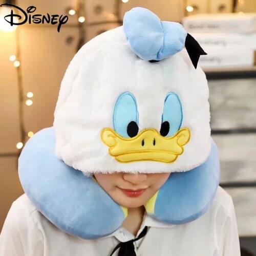 Disney Cute Cartoon Donald Duck Hooded U-shaped Pillow Neck Pillow Wearing Hat Plush Pillow
