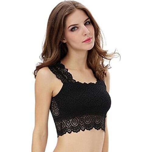 Comfortable Lace Padded Bra Women Lace Bras Crop Top Padded Female Tube Tops