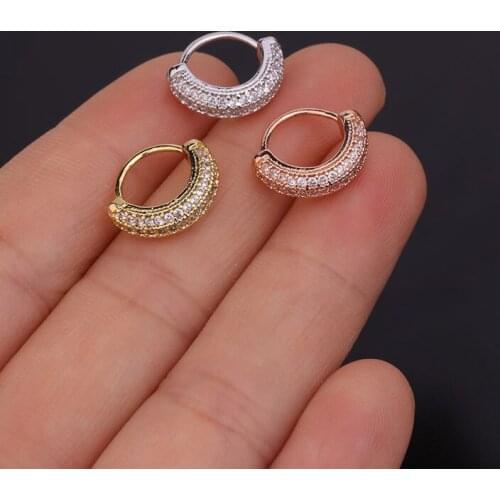 1 PCS Cute Small Simple Mirco Pave CZ Ear Cuff Hoops Earring Simple Zircon Circle Closed Clip Ears Hoops Jewelry