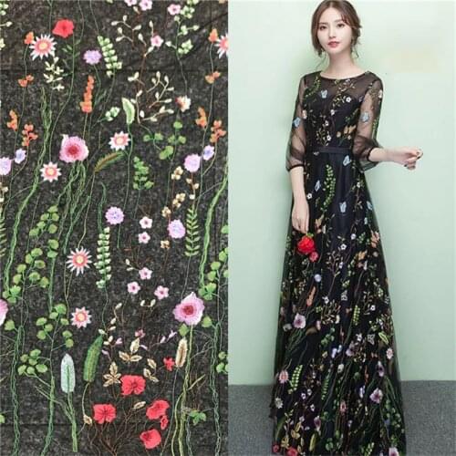 1Yard Embroidered Lace Fabric Mesh 3D Water Grass Chiffon Flower Fabric Apparel Sewing DIY Dress Clothing Accessories 91*130cm