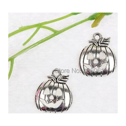 10PCS Vintage Silver Halloween Pumpkin Head Charms Pendants Jewelry Findings For Bracelets Necklace Accessories Gift 18x16mm