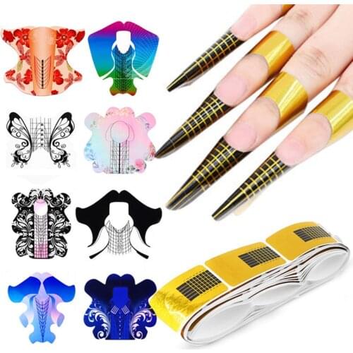 100 Pcs Professional Nail Art Tools Nail Extension UV Gel Tip Extension Builder Form Tray Butterfly Nail Supply Manicure Tool