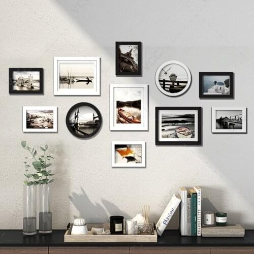 11Pcs/Set Natural Wood Picture Frames Wall Decor Photo Frame For Wall With Plexiglass Classic Wooden Frame For Wall Hanging