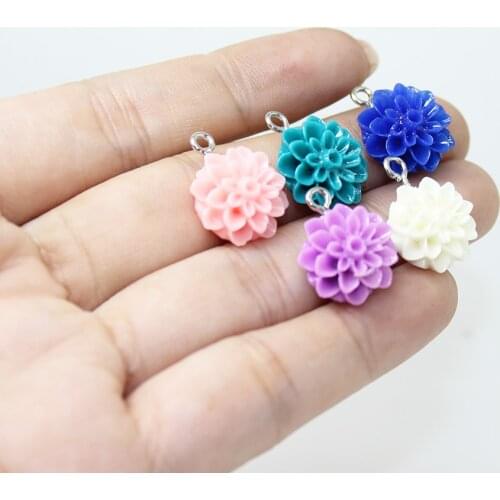 20pcs-- 14mm Kawaii Resin Little Flower Charms Pendants For DIY Decoration Earrings Key Chains Fashion Jewelry Accessories