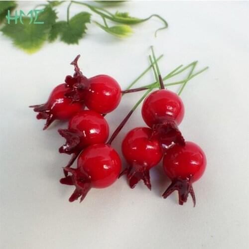 25Pcs/lot Mini Artificial Pomegranate Fruit berry Stamens for Wedding Home Christmas Flower Decorative Crafts Handmade