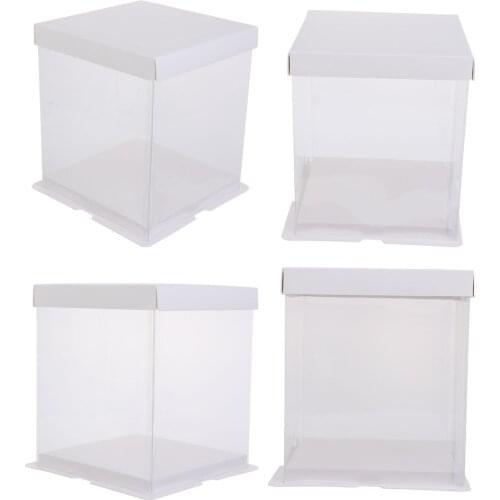 4pcs 4inch Double layer Cake Packaging Box Cake Container Transparency Cake Box Cake Wrapping Box