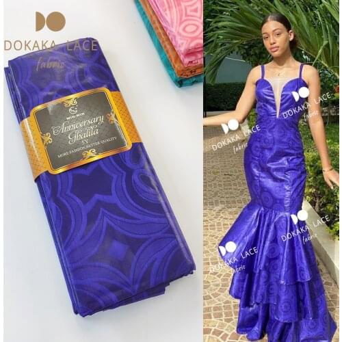 5 Yards Royal Blue Bazin Riche Gextczer With 100% Cotton Embroidered Basin Riche 2021 African Indian Fabric Women Dress DIY Lace