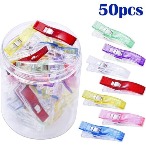 50pcs/Box DIY Patchwork Colorful Plastic Clothing Clips Holder For Fabric Quilting Craft Sewing Knitting Garment Clips