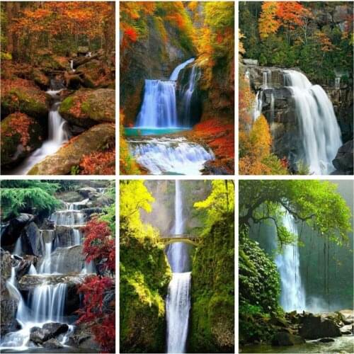 EverShine Diamond Mosaic Full Square Waterfall Rhinestones Art Diamond Painting Landscape Cross Stitch Autumn Bead Embroidery