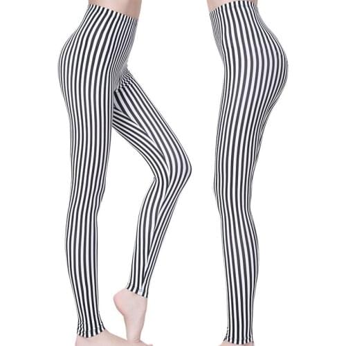 Running, Swimming, Snorkel Lycra 2017 Woman Sports Tights for Yoga Rash Guard Stripe Printed Leggings Fitness Pants Full for W