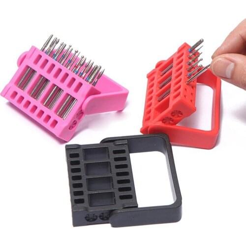 Nail Case Cutter Milling Machine Manicure Accessories 16 Holes Acrylic Nail Drill Bit Storage Box Empty Stand Display Container