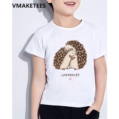 Kids Summer Short Sleeve Girls & Boys T shirt Children Cute Hedgehog Hug Cartoon Print T-shirt Casual Funny Baby Clothes
