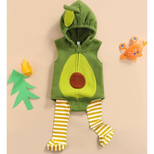 Baby Boys Girls Two-piece Clothes Cute Avocado-shaped Rompers Toddler Infant Jumpsuits+Stockings Newborn Clothing Sets