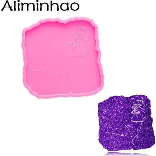 DY0956 Woman Pattern 4 Inches Square Coaster Mold for Epoxy Resin Making Tools, Resin Silicon Mould Rolling Tray