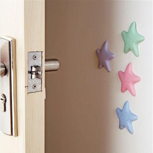 4Pcs Baby Safety Cute Cartoon Star Silicone Door Stopper Door Stop Guards Safe Protector Anti-pinch Hand Child Safety Security