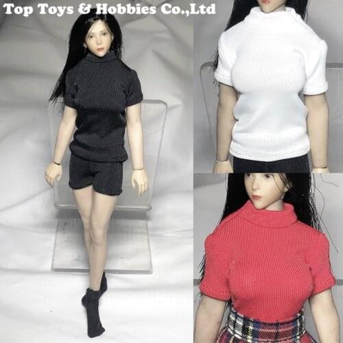 1/12 Scale female T-Shirt Short Pants Fit 6" TBLeague Seamless Figure Body Toy