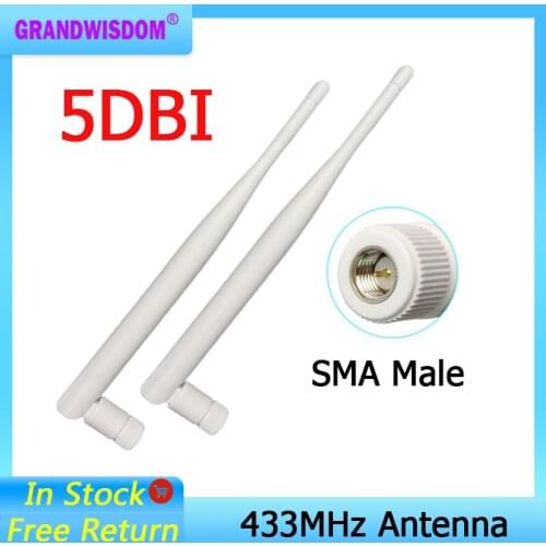 433Mhz Antenna 5dbi GSM 433 MHz SMA Male Connector antena 433m Rubber Aerial Wireless Repeater for watermeter antenne