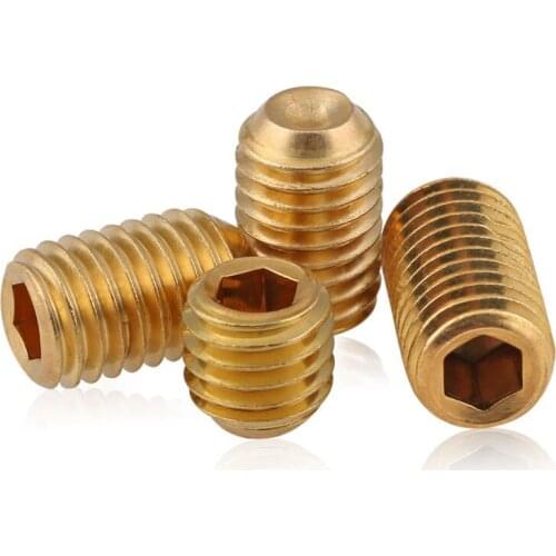 1PCS-M10*8/10/12/16/20mm Brass Machine Screws, Standard Copper Headless Hexagon Socket Screws,GB80 Only Pay