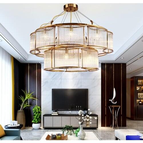 Petal chandelier simple modern light luxury chandelier living room crystal glass creative double-decoration model room lamp