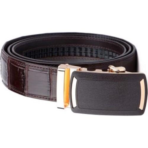 LINSHE new crocodile The belt contracted joker Genuine leather men Automatic buckle belt belts male