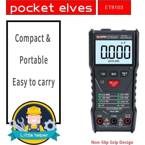 WinAPEX ET8103 LCD Auto Measure Multimeter AC/DC Voltage Current Capacitance Electric Field Resistance Meter RMS 6000 Counts