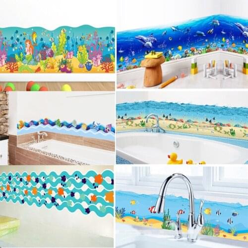 Cartoon 3D Fish Stickers Home Decoration Underwater Scenery Mural Art Bathroom Kitchen Decor Decals