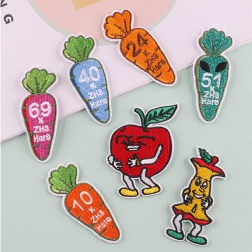 Cartoon etables and fruits Embroidery Patches For Clothing DIY Iron On Patches On Clothes Sticker On Clothes Non woven polyester