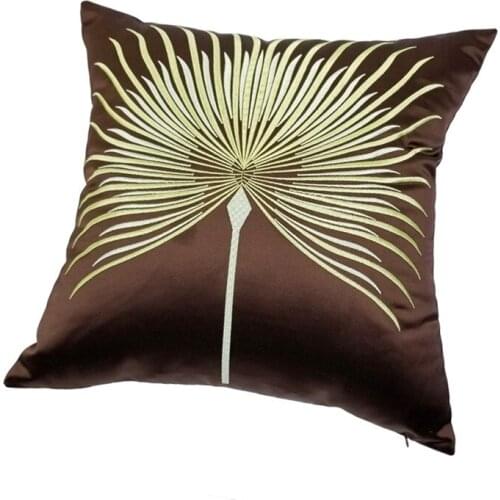 Modern Embroidery Plant Brown Luxury Decorative Pillow Case Soild Silk Sofa Chair Cushion Cover 45x45cm 1pc/lot