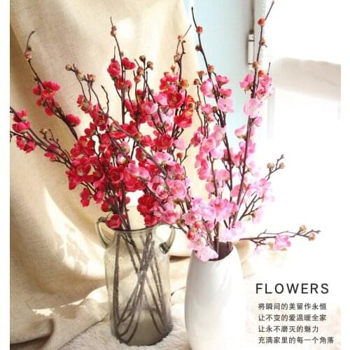 Wholesale 100pcs - Cherry Blossom white Pink Peach Flower Free Shipping Long Artificial Wedding Flower Party Event Fake Flower