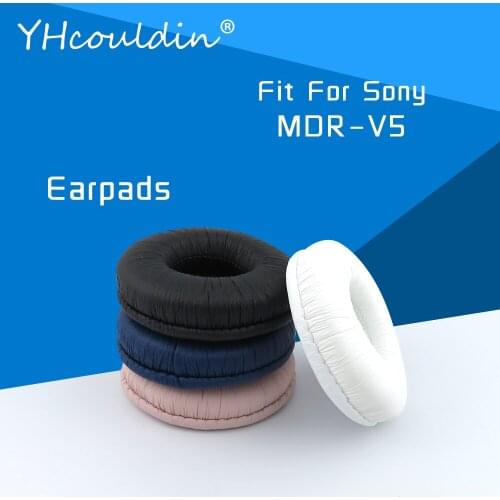 Earpads For Sony MDR V5 MDR-V5 Headphone Accessaries Replacement Ear Cushions Wrinkled Leather Material