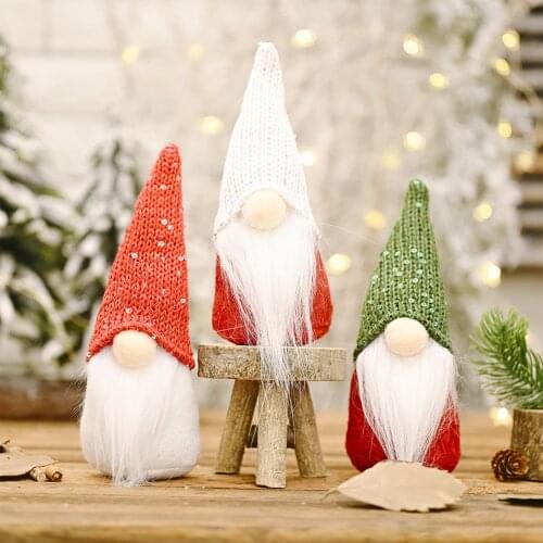 Merry Christmas Elf Gnome Decorations, Handmade Scandinavian Santa Gnome Doll Ornaments for Home, Office for 2021 New Year