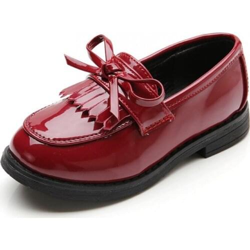 Princess Wedding Girls Pu Leather Shoes For Medium Big Girls Kids Party Dress Shoes Slip-on Flats Childrens School Uniform Shoe